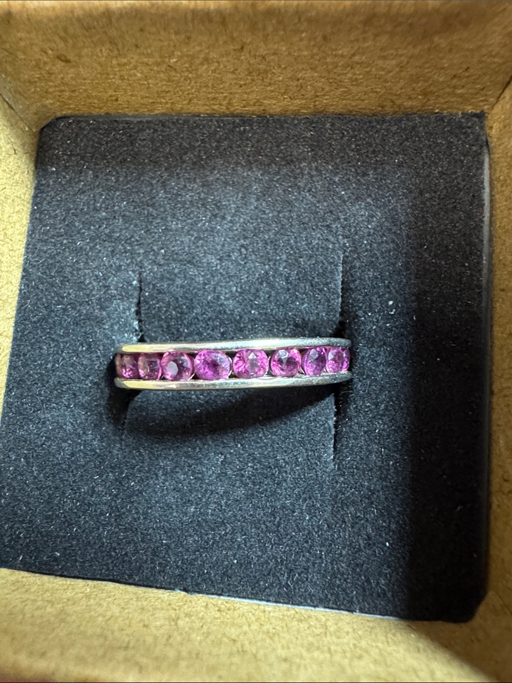 Sterling Pink Gemstone Channel Band Ring